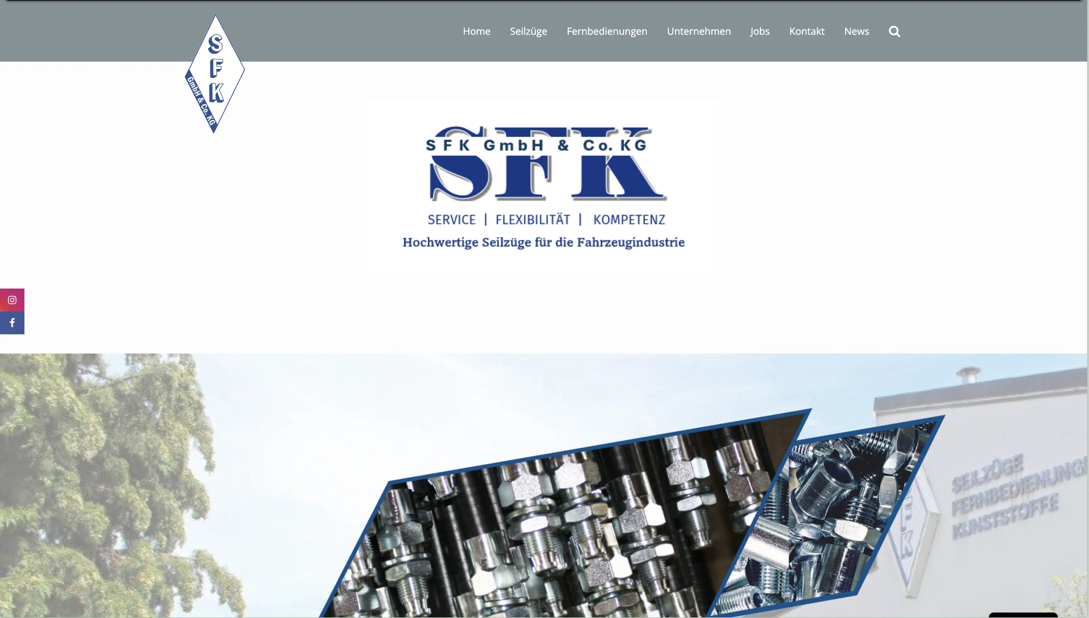 SFK Seilzüge: die alte Website vor dem Relaunch